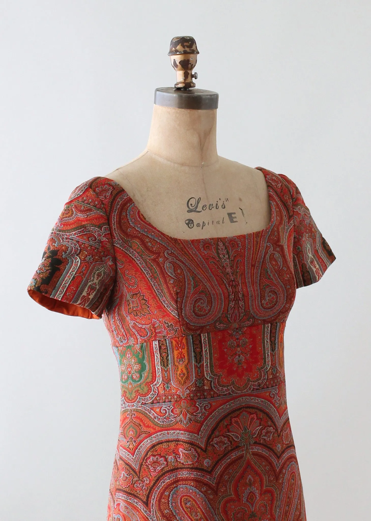 Vintage 1960s Victorian Paisley Shawl Remade Dress