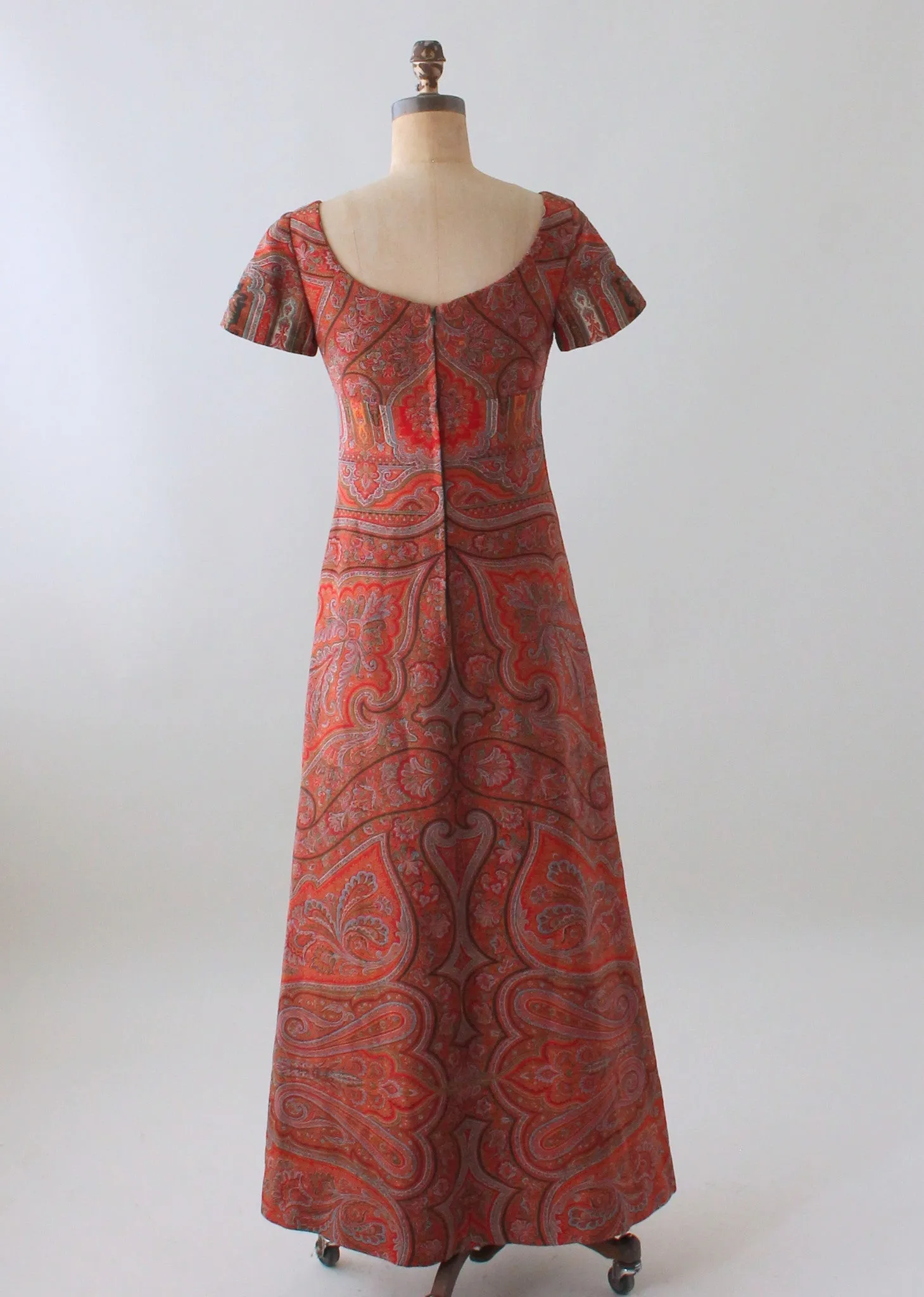 Vintage 1960s Victorian Paisley Shawl Remade Dress