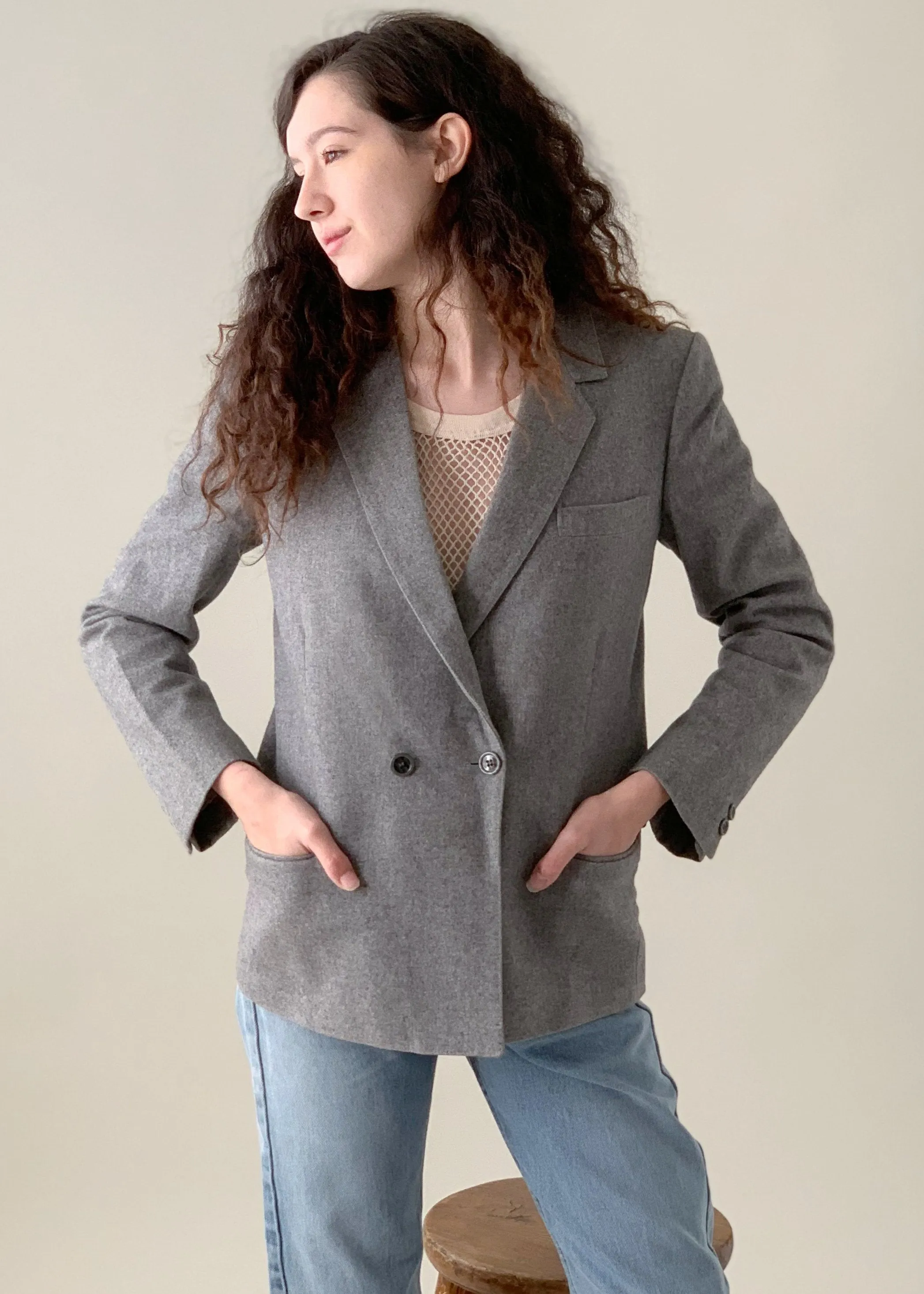 Vintage 1970s Jean Patou Wool Blazer Jacket