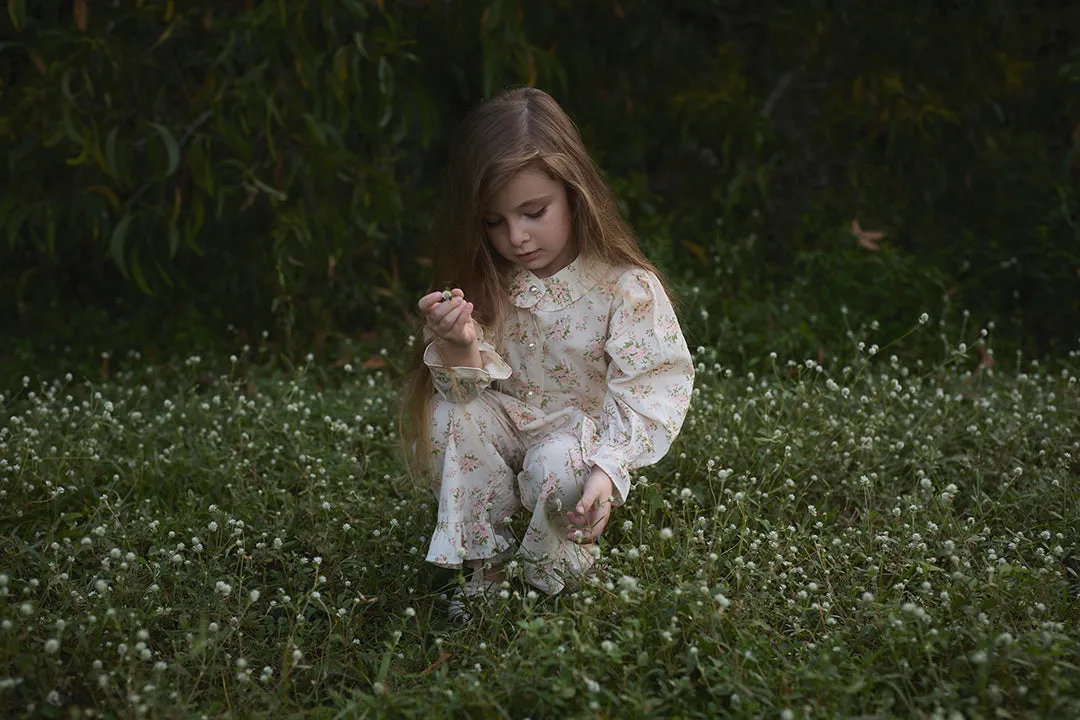 Vintage Floral Blouse & Pants Set