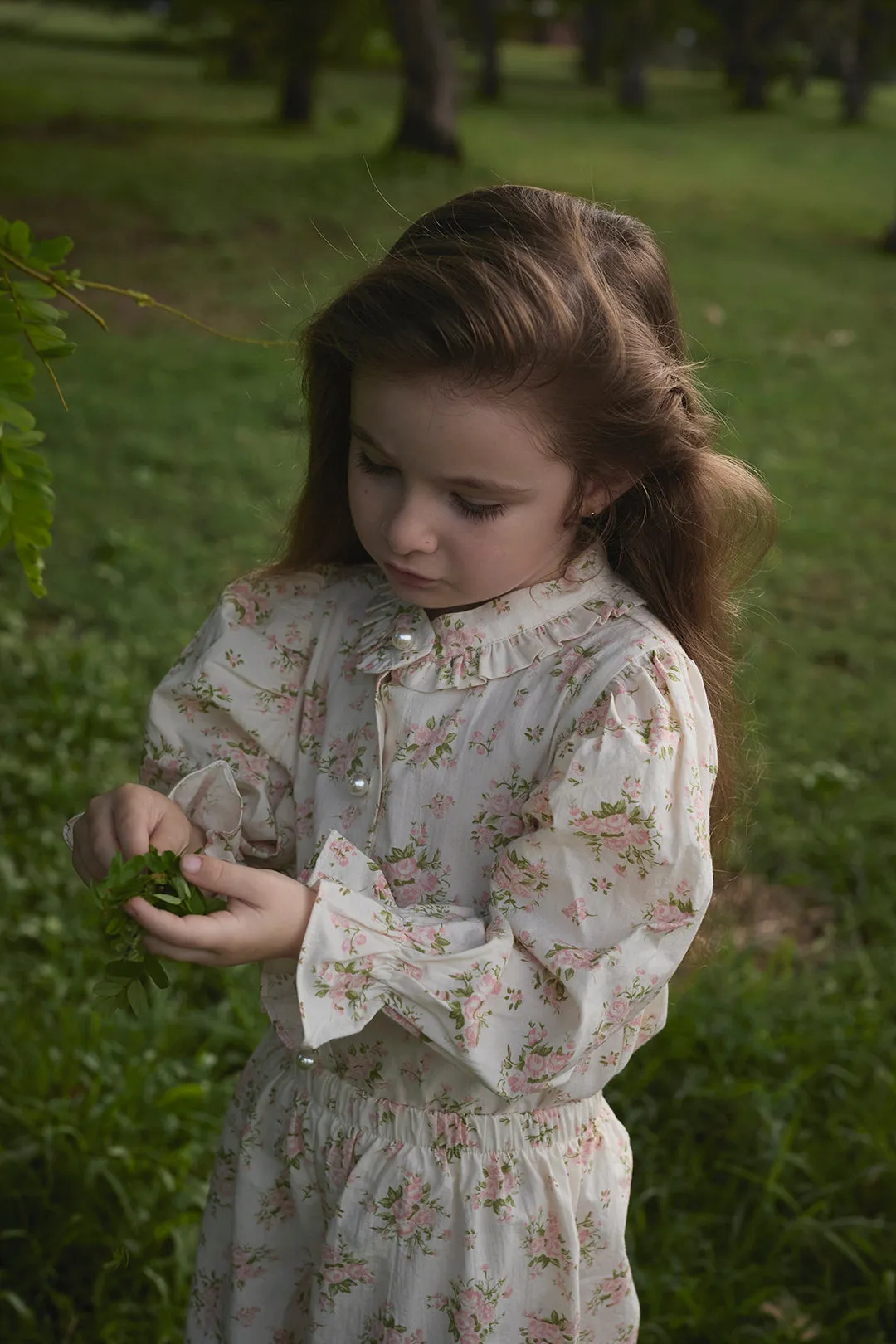 Vintage Floral Blouse & Pants Set