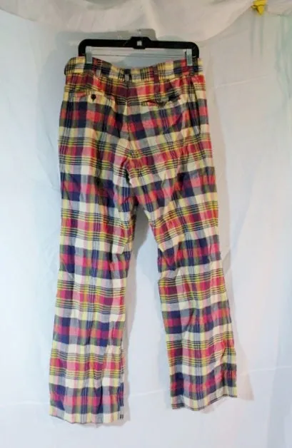 Vintage Mens ARCHIE BROWN & SON Bermuda Pant Trouser MADRAS PLAID 36 Preppy