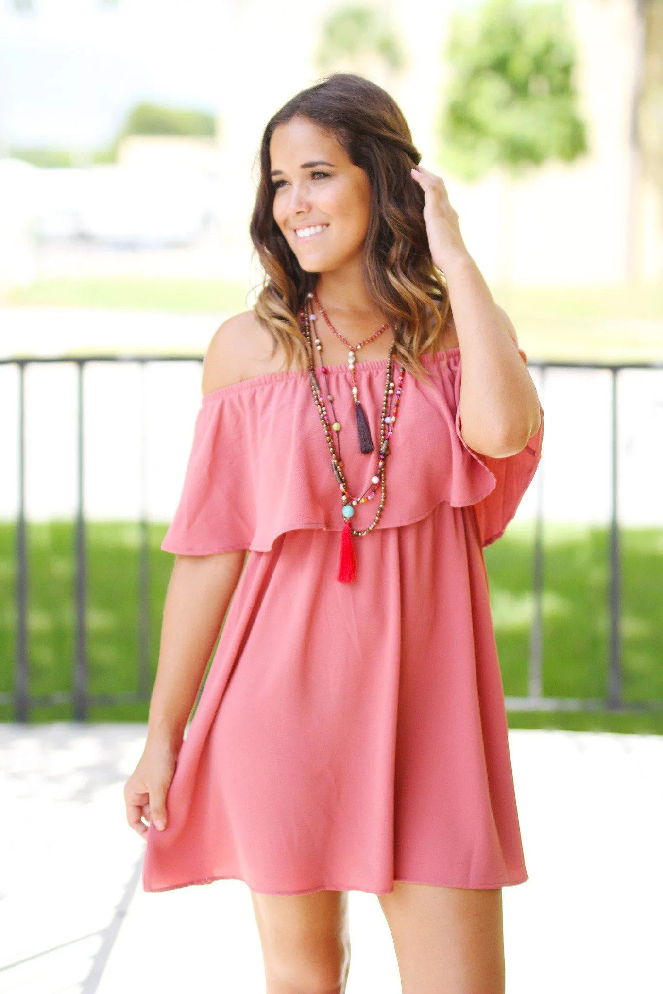 Vintage Rose Ruffle Short Dress