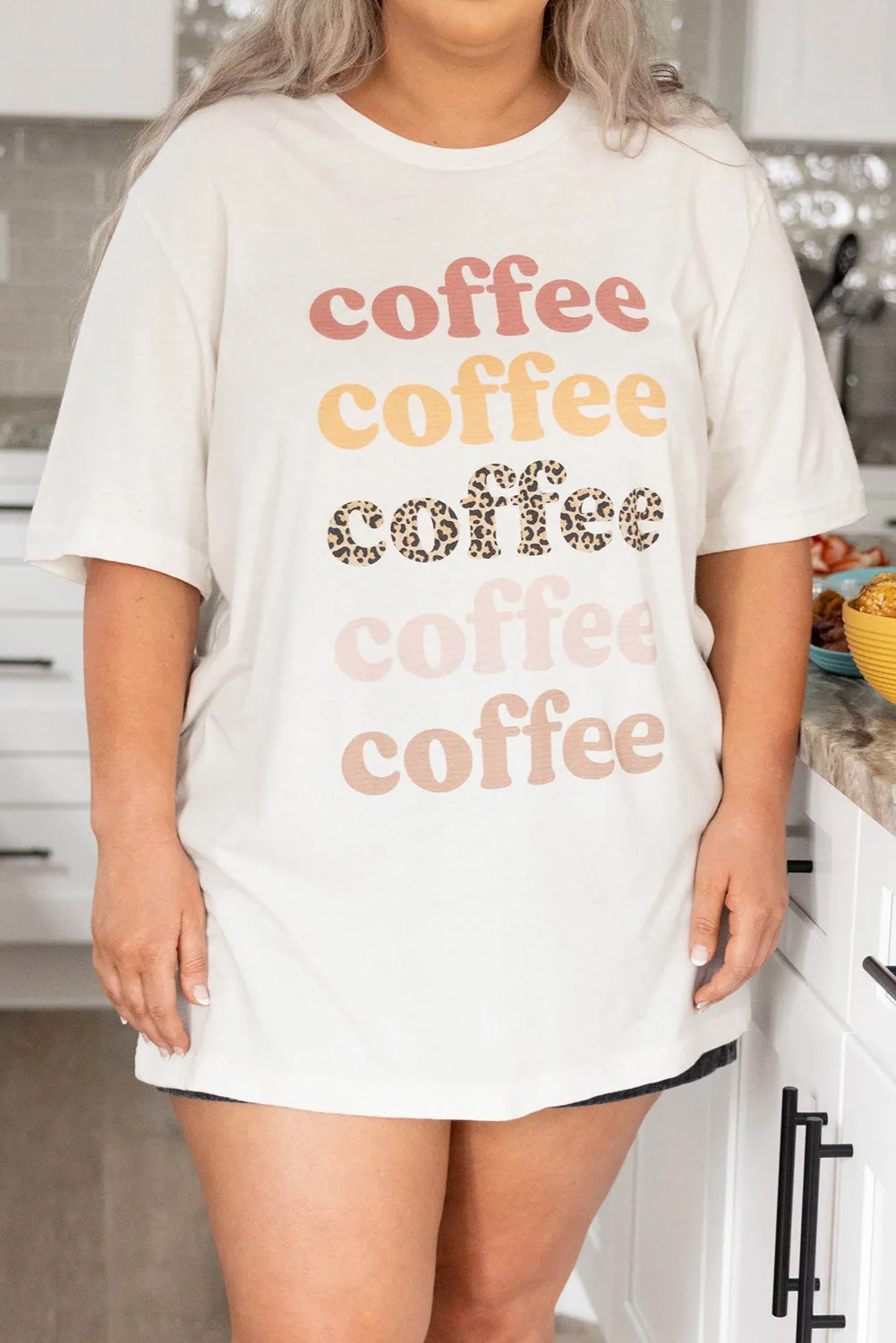 Women's Plus Size Multiple Coffee Letter Print T Shirt Vintage Basic Graphic Tee