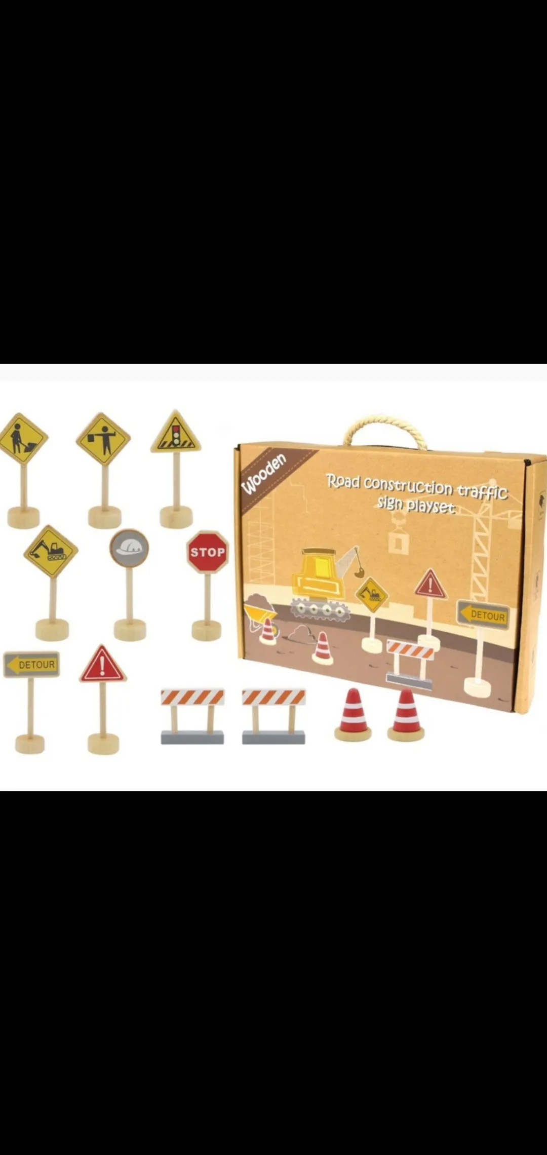 Wooden Construction Traffic Sign Playset