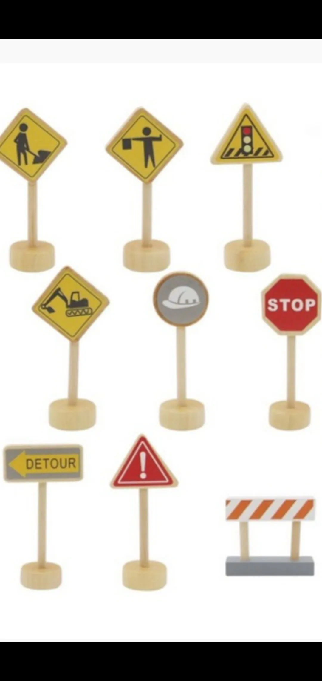 Wooden Construction Traffic Sign Playset