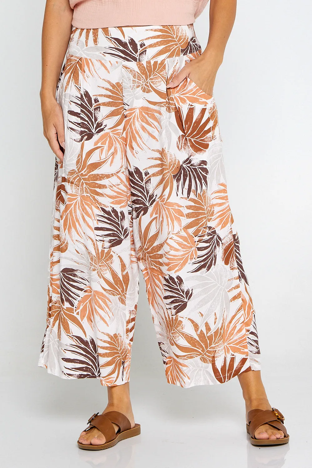 Zinnia Pants - Tan Botanical