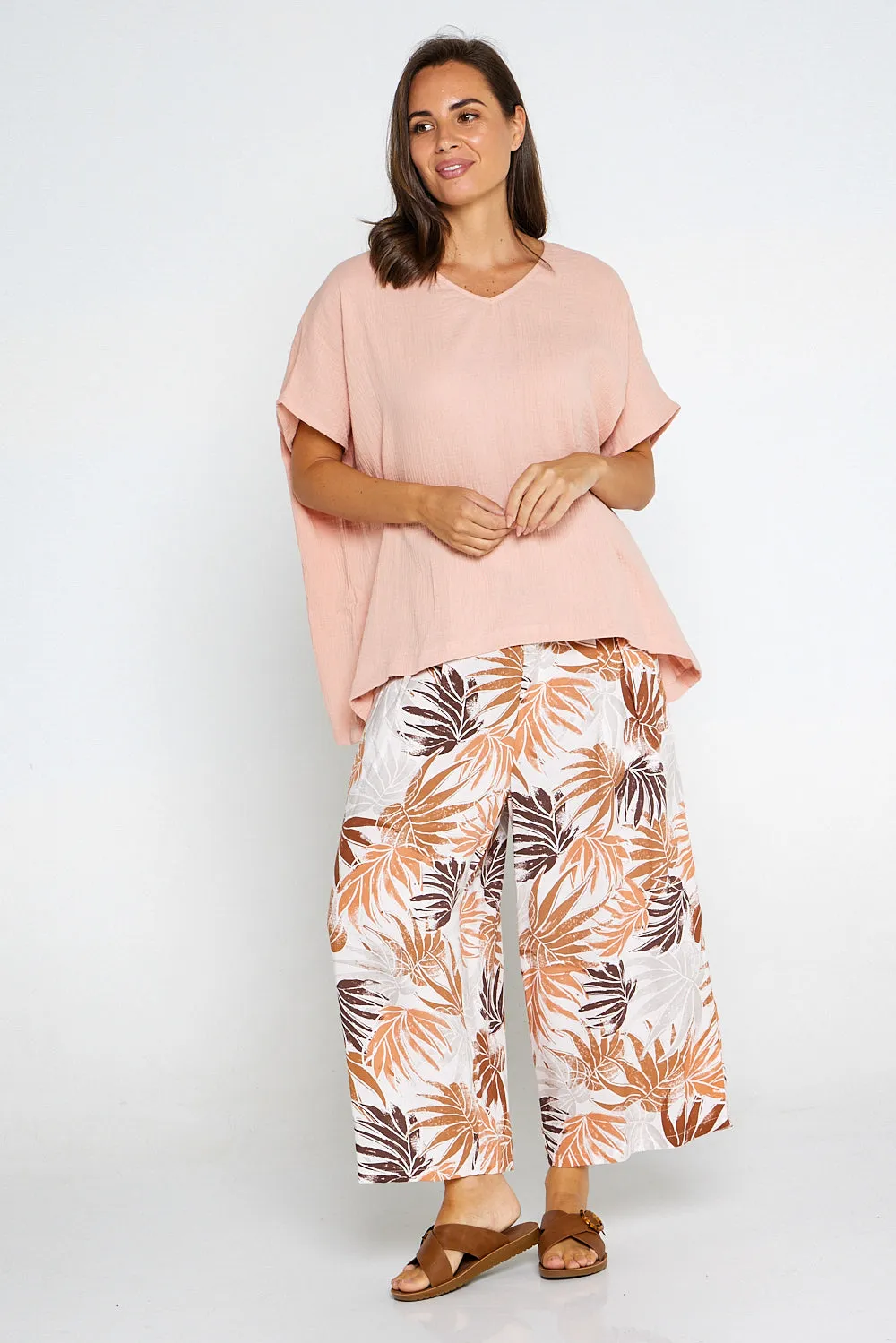 Zinnia Pants - Tan Botanical